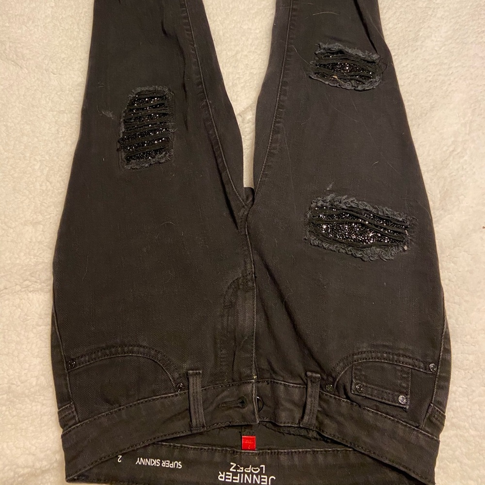 Distressed Rhinestone Jenifer Lopez Jeans